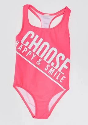 Beyaz Baskılı kız çocuk mayo DB200798CM