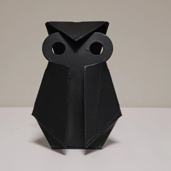 Çelik Baykuş Figürü – Lazer Kesim Metal Dekoratif Obje