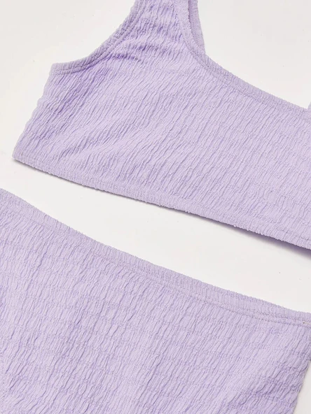 Dokulu kumaş kız çocuk bikini takım - 6