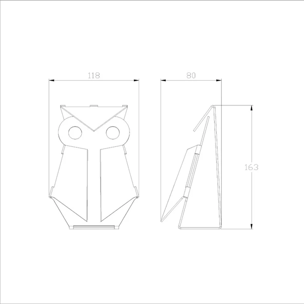Çelik Baykuş Figürü – Lazer Kesim Metal Dekoratif Obje - 5