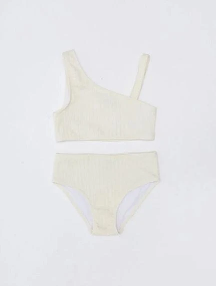 Dokulu kumaş kız çocuk bikini takım