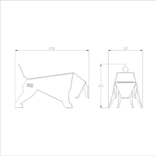 Çelik Boğa Figürü – Lazer Kesim Metal Dekoratif Heykel - 6