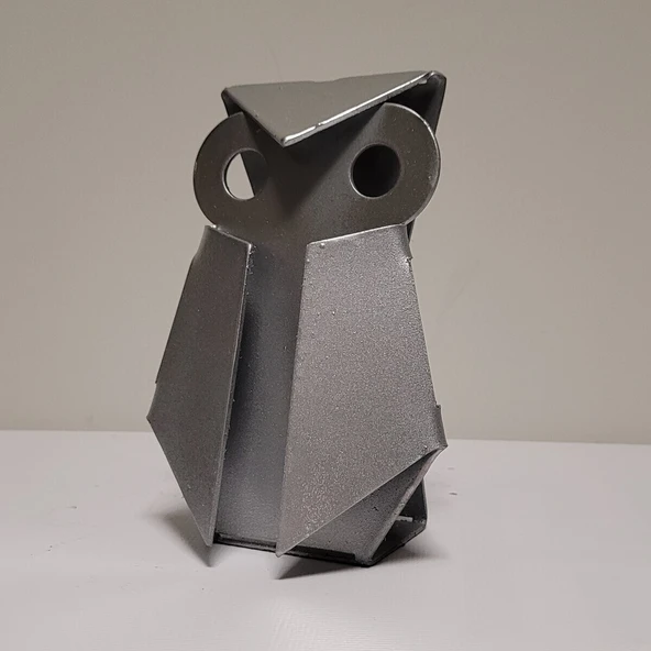 Çelik Baykuş Figürü – Lazer Kesim Metal Dekoratif Obje - 5