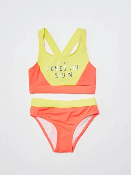 Sarı Baskılı kız çocuk bikini takım DB200745BT