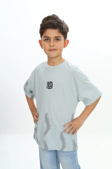 Toontoy Erkek Çocuk Sport Yazılı Fırça Baskılı Tişört - 2