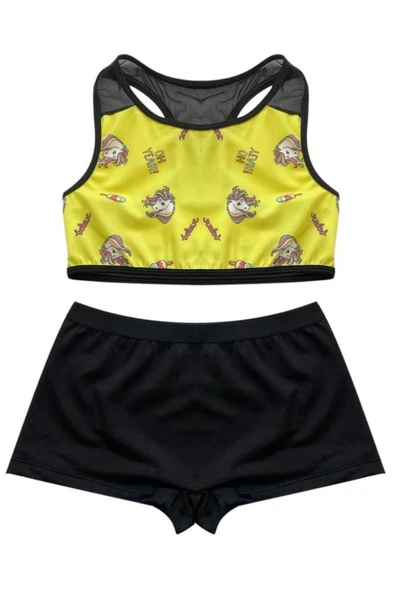 Sarı Baskılı kız çocuk bikini takım DB200745BT - 5