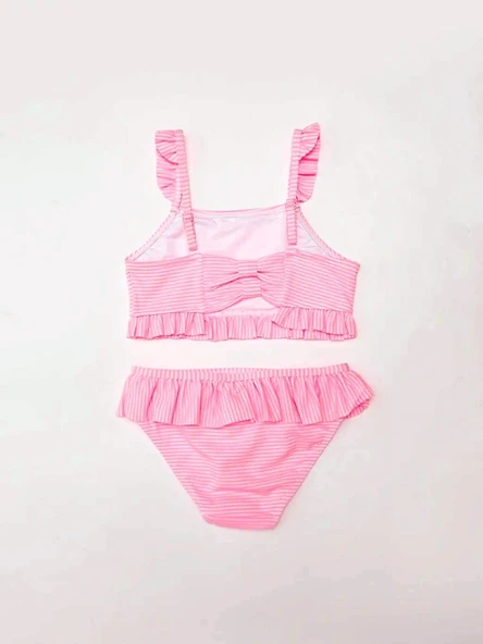 Çizgili fırfırlı kız çocuk bikini takım - 2