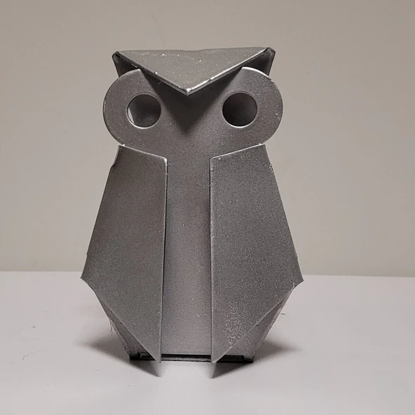 Çelik Baykuş Figürü – Lazer Kesim Metal Dekoratif Obje - 6