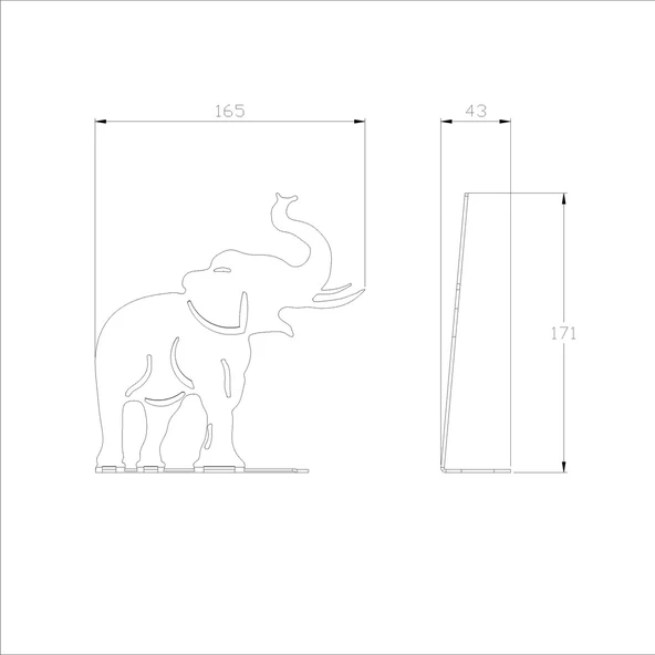 Hortum Yukarı – Metal Fil Masa Figürü (17 x 16,5 x 4,3 cm) - 4