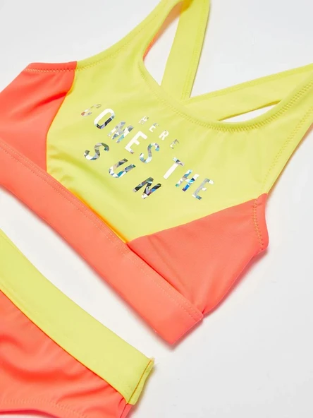 Sarı Baskılı kız çocuk bikini takım DB200745BT - 3