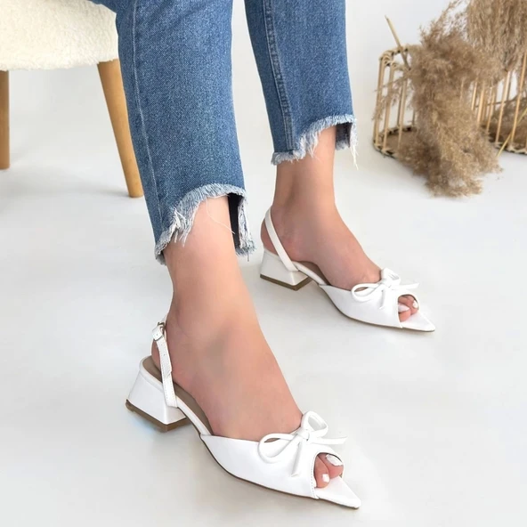 Lotta Beyaz Cilt Topuklu Ayakkabı - Resim 4