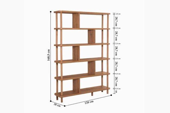 Esyala Lora Doby Kitaplık Atlantik 120X28 - 5