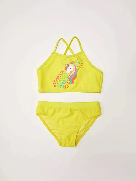 Baskılı kız çocuk bikini takım