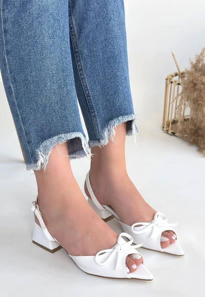 Lotta Beyaz Cilt Topuklu Ayakkabı - Resim 2