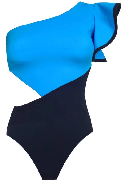 Kolu volan detaylı asimetrik mayo DB200743M