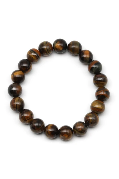 Kaplan Gözü Doğal Taş Bileklik 10 mm Küre Kesim - Resim 2