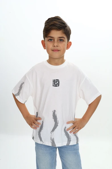 Toontoy Erkek Çocuk Sport Yazılı Fırça Baskılı Tişört - 8