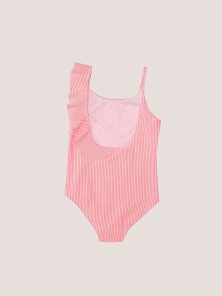 Coral beyaz çizgili fırfırlı kız çocuk mayo DB200791CM - 2