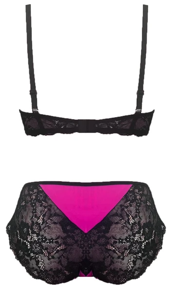 PEMBE MICRO-SİYAH DANTELLİ SÜTYEN KÜLOT ÇAMAŞIR TAKIM DS200608ST - Resim 2