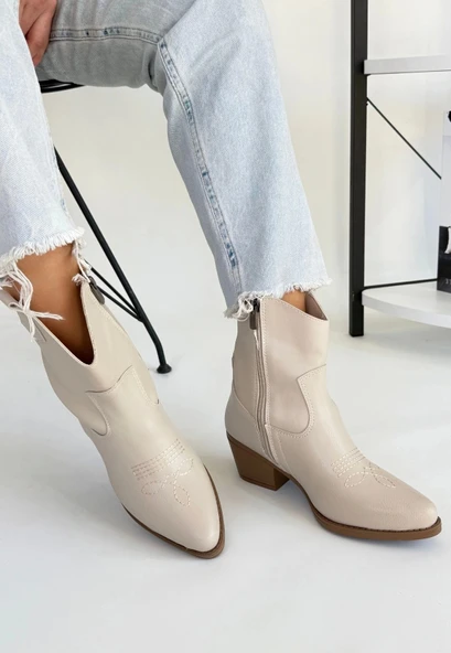 Akver Bej Cilt Topuklu Bot - Resim 3