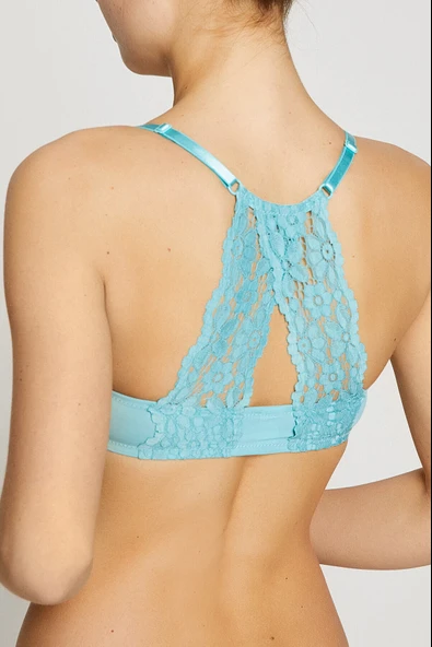 YEŞİL ÖNDEN KLİPSLİ SIRT DETAYLI DESTEKSİZ KAPLI BALENLİ SÜTYEN DS200463SU