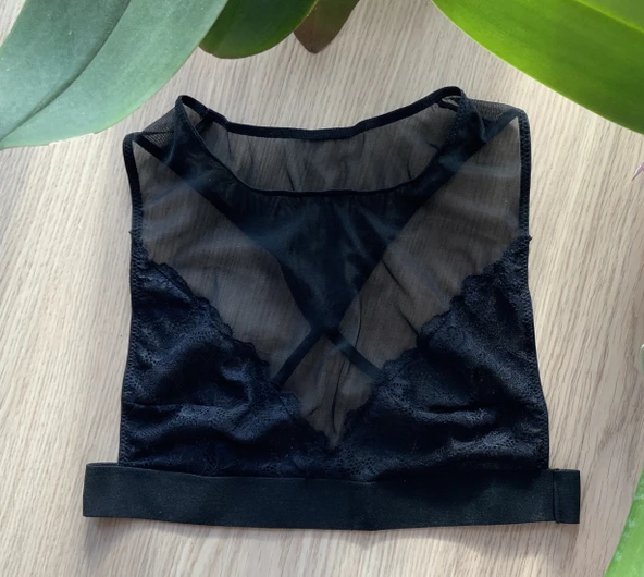 SİYAH TRANSPARAN SIRT DETAYLI DANTEL BRALET DS200185BR
