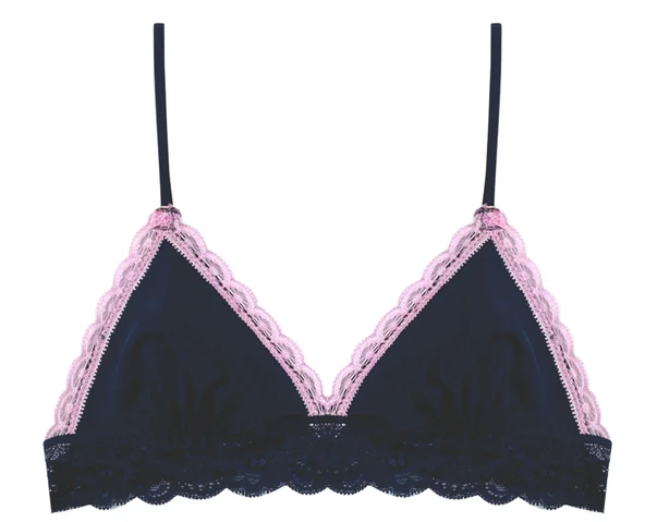 Lacivert Dekoltesi Pembe Dantel Detaylı Micro Bralet DS200475BR - 2