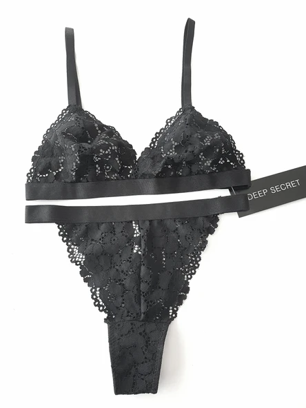 SİYAH FULL DANTEL BRALET TAKIM DS20095BRT - 2
