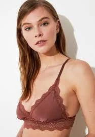 KAHVERENGİ DEKOLTESİ DANTEL DETAYLI MİCRO BRALET DS200475BR - Resim 2