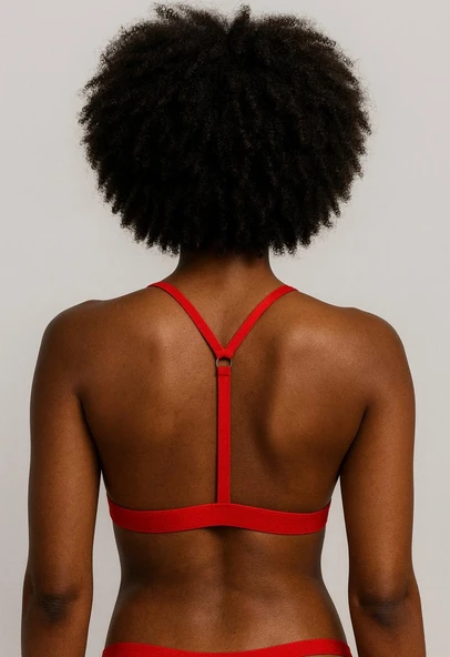 YILBAŞI KIRMIZI FULL DANTEL SIRTI ŞERİT DETAYLI BRALET DS200501BR - Resim 2