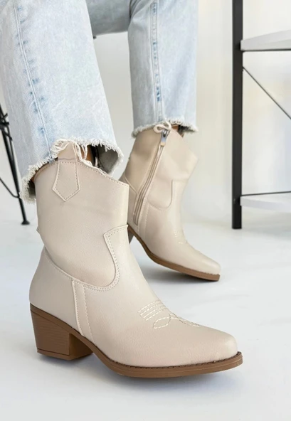 Akver Bej Cilt Topuklu Bot - Resim 2