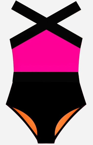 SİYAH-PEMBE KIZ ÇOCUK MAYO DB200703CM