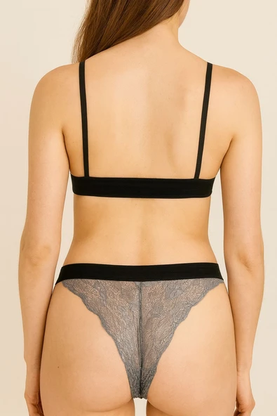 GRİ FULL DANTEL BRALET TAKIM DS20095BRT - 5