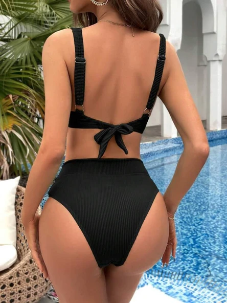 Toparlayıcı balenli bikini üstü geniş beden aralığı - 5