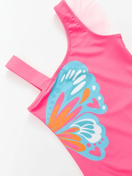 Pembe Baskılı Kız Çocuk Mayo - 3