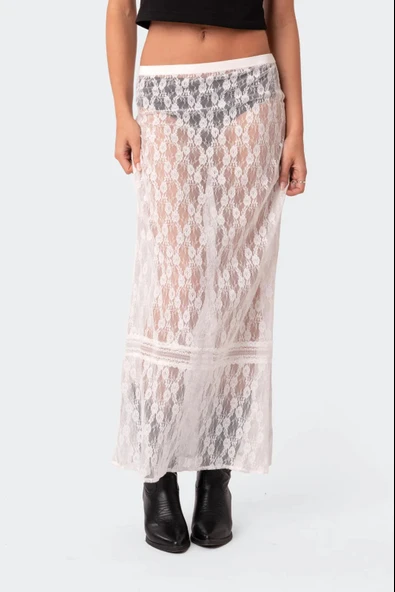 Dantel midi etek - 5