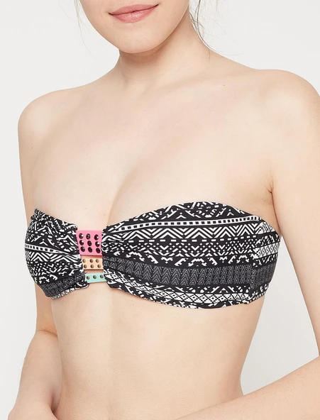 Renkli şerit detaylı bikini üstü