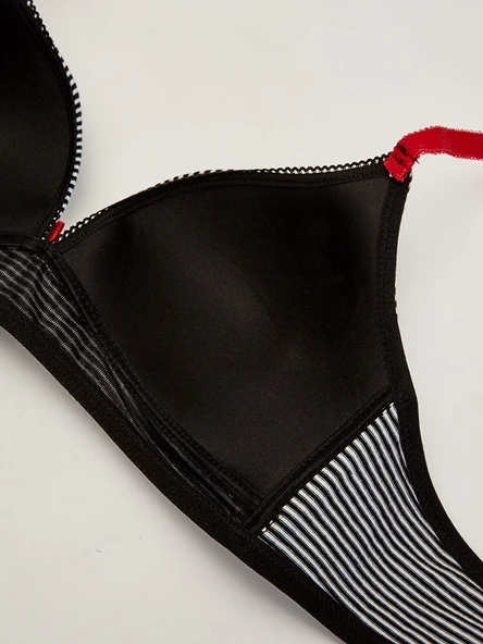 SİYAH-SİYAH BEYAZ ÇİZGİLİ 2 Lİ SÜTYEN DS200022FB-2 - 3