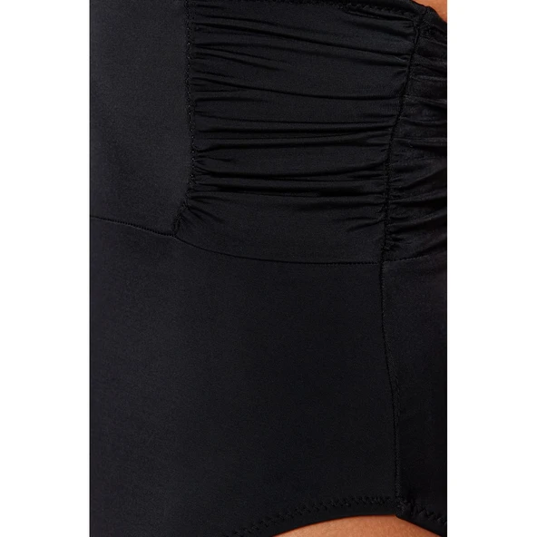 V yaka yanı büzgü detaylı mayo - 9