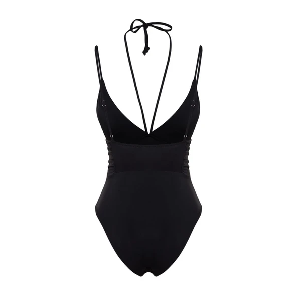 V yaka yanı büzgü detaylı mayo - 8