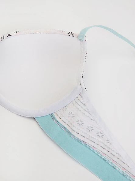 Koton Kar Desen-Gri-Desenli lastikli T-shirt Sütyen 2'li DS132-2SU - 3