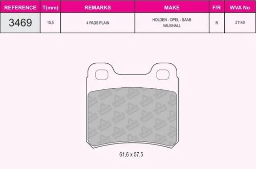 BESER 3469 Arka Balata Vectra A 88-95Astra F 94-98 Calıbra A 90-97Kadett E 86-91Saab 900 93-98 ürün görseli 1