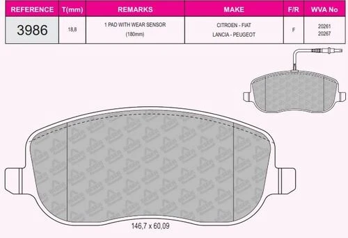 Beşer 3986 Fren Balatası Ön Ulysse 02- ürün görseli 1