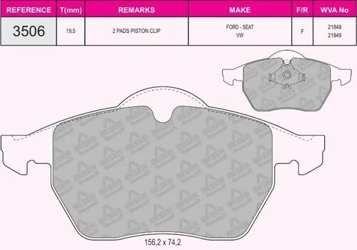 Beşer 3506 Fren Balatası Ön A4 A6 TDI 1.8 1.9 2.6 A3 1.8İ ürün görseli 1