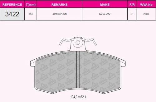 Beşer 3422 Fren Balatası Ön Samara ürün görseli 1