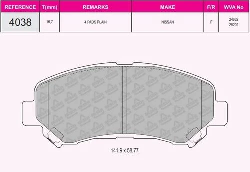 Beşer 4038 Fren Balatası Ön Koleos 08- ürün görseli 1