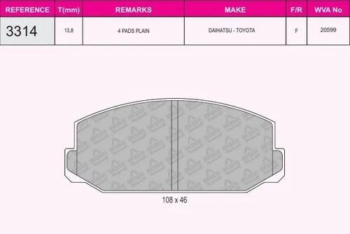 Beşer 3314 Fren Balatası Carına ürün görseli 1