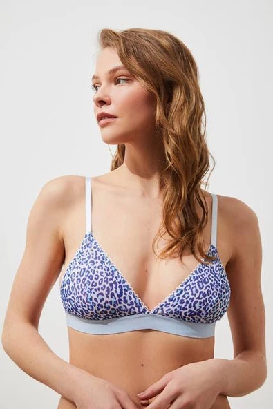 MAVİ LEOPAR TÜL KAPSIZ BRALET DS200123BR