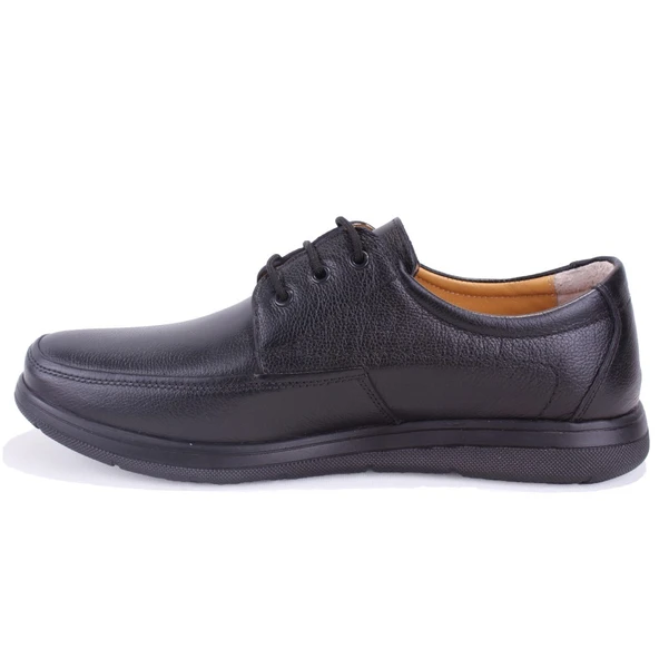 Dagoster DMA08-433 Siyah Ortopedik Poliüretan Taban Günlük Bağcıklı Erkek Deri Ayakkabı - 3