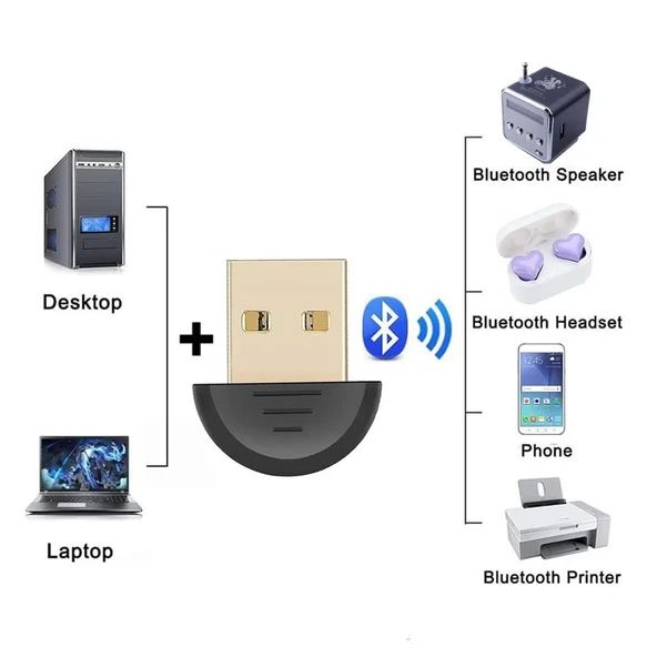 Ayt Powermaster Mini Usb Bluetooth 5.0 Dongle Adaptör Pc Bilgisayar Laptop Masaüstü Android 20 Metre Çekim Mesafeli - 2